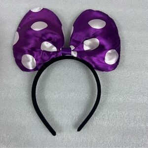 Minnie Mouse Ears White Polka Dot Purple XL Big Bow Headband Costume New